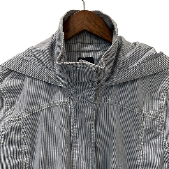 Gap  Seersucker Jacket Blue White Size Medium Hooded - Picture 4 of 14